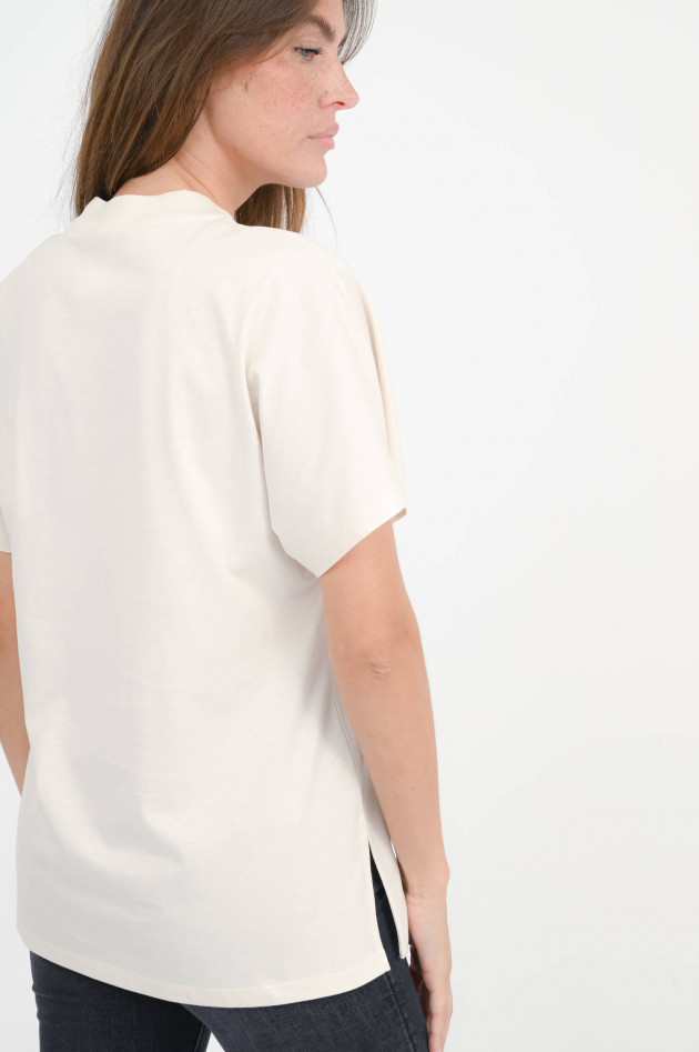 Moncler Baumwoll-Shirt mit Teddylogo in Ecru