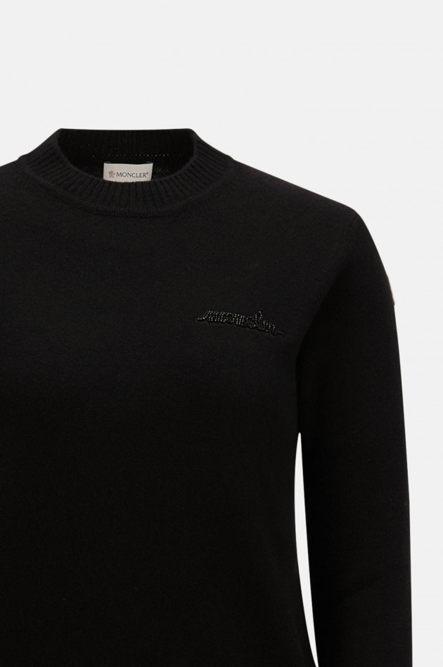 Moncler Pullover mit Perlenstickerei in Schwarz
