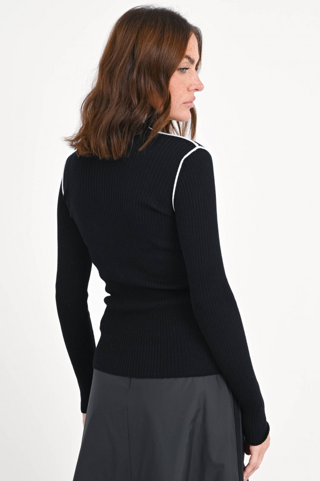 Moncler Rollkragenpullover mit Kontrastfarbe Schwarz/Weiß