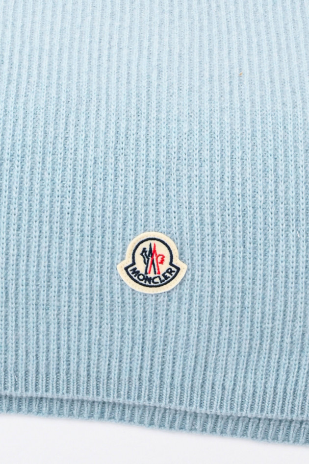 Moncler Schal mit Logo-Patch in Hellblau