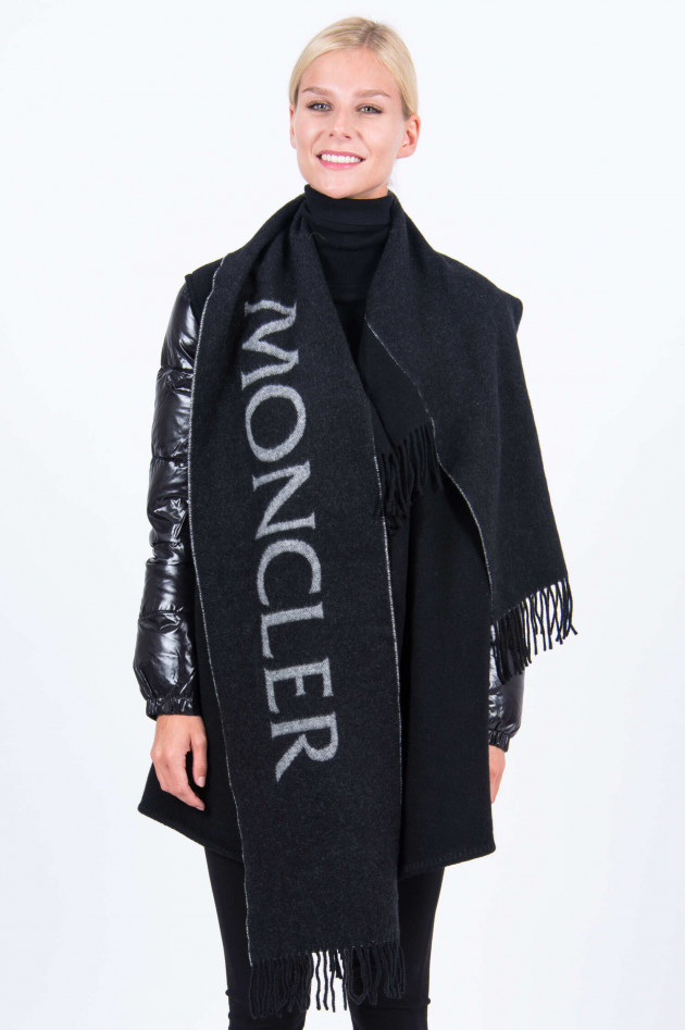 Moncler Wollcape in Schwarz/Grau