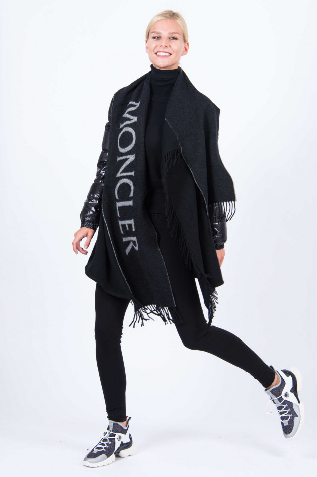 Moncler Wollcape in Schwarz/Grau