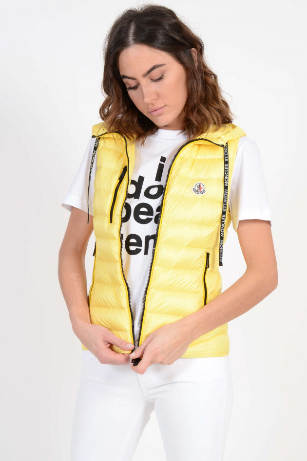 Moncler Leichtdaunengilet mit Moncler Logoband in Gelb