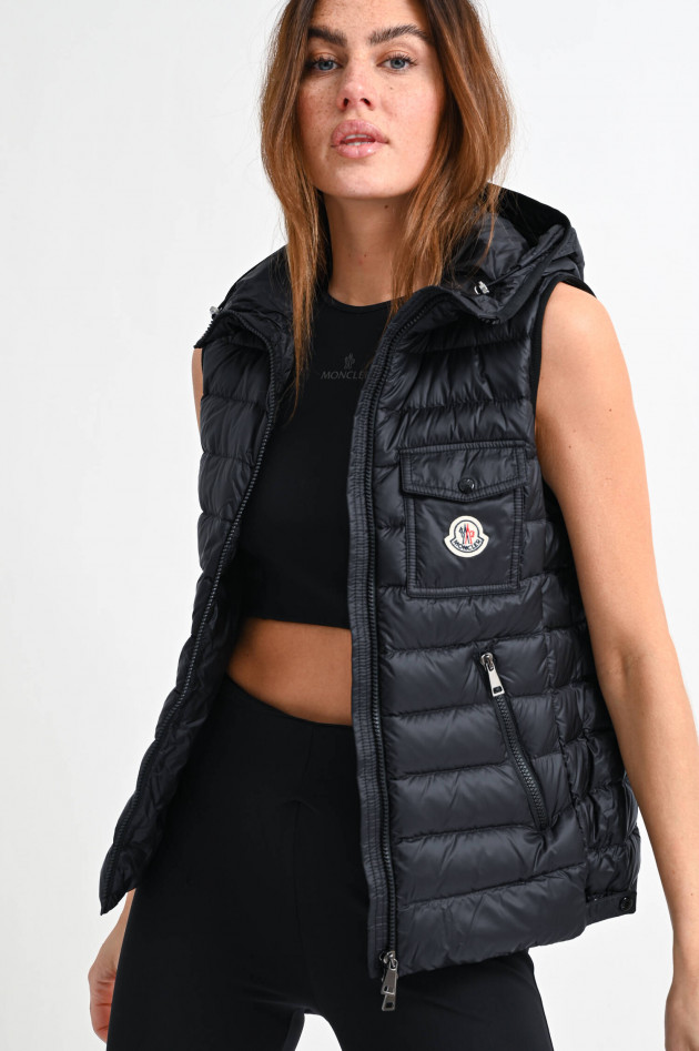 Moncler Daunenweste GLYCO mit Kapuze in Schwarz