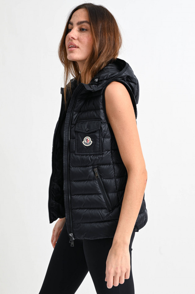 Moncler Daunenweste GLYCO mit Kapuze in Schwarz