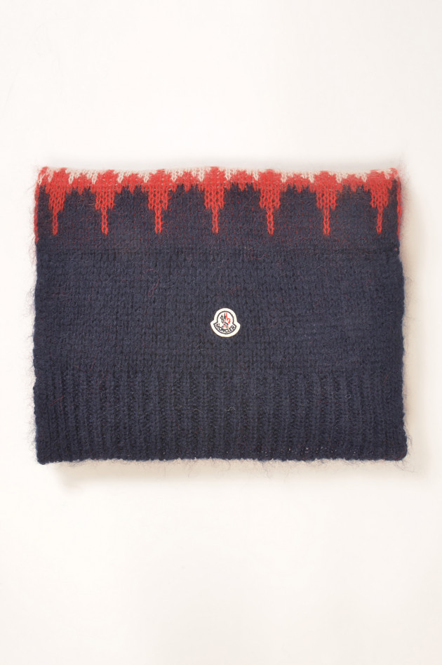 Strickschal in Rot/Navy gemustert