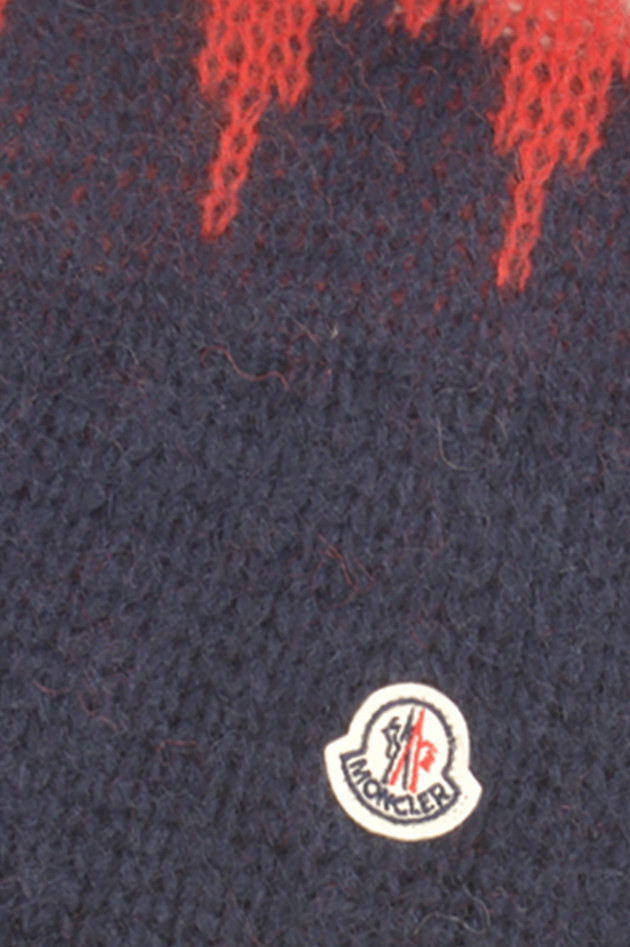 Strickschal in Rot/Navy gemustert