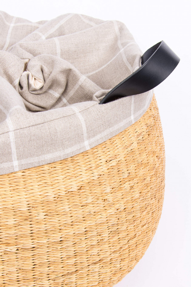 Muun Korbtasche CAMILLE XL in Beige/Schwarz