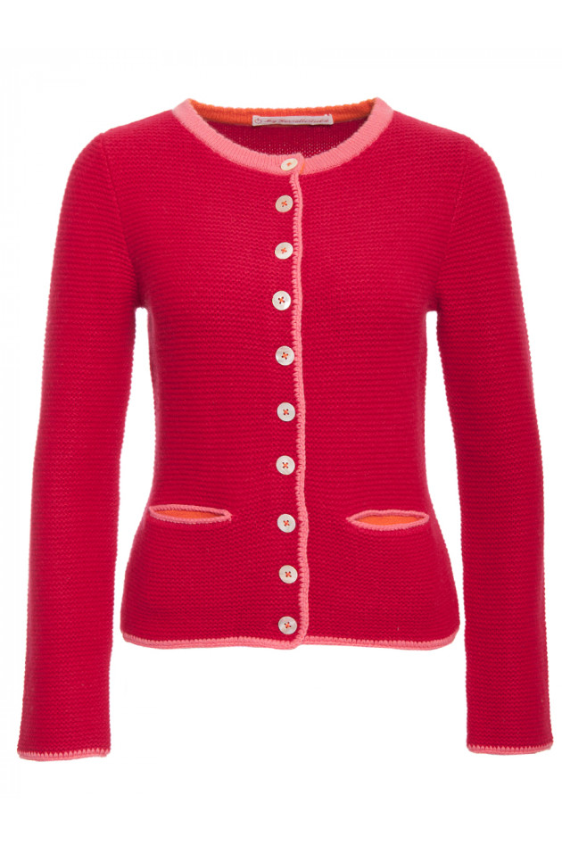 Kaschmirstrickjacke Rot/Pink