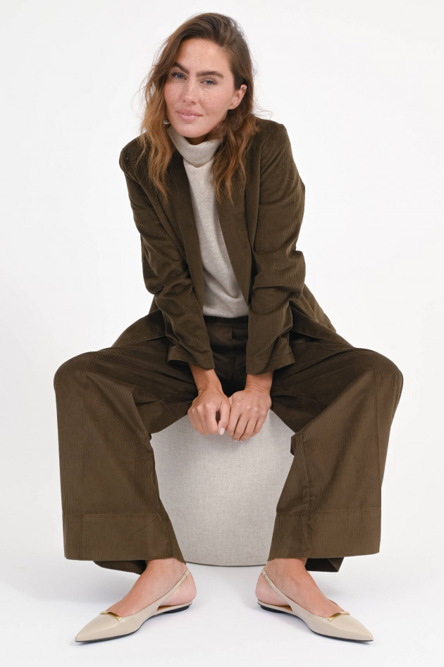 Myths Cord-Blazer mit aufgesetzten Taschen in Oliv