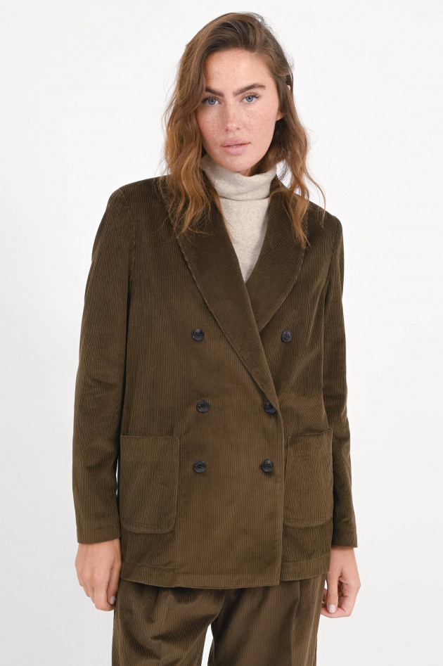 Myths Cord-Blazer mit aufgesetzten Taschen in Oliv