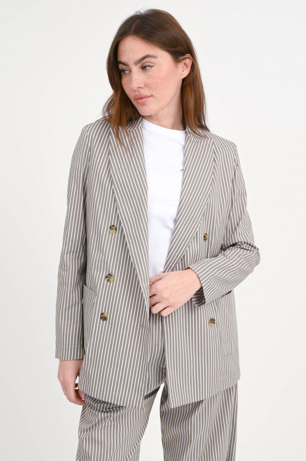 Myths Gestreifter Doppelreihiger Blazer in Taupe/Weiß