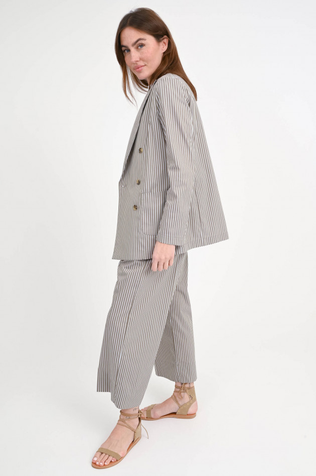 Myths Gestreifter Doppelreihiger Blazer in Taupe/Weiß