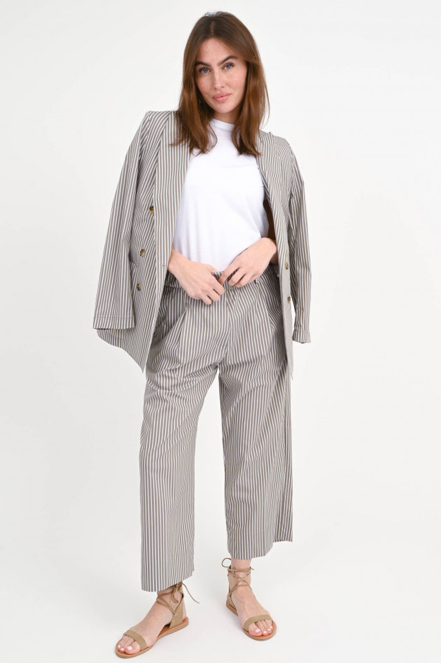 Myths Gestreifter Doppelreihiger Blazer in Taupe/Weiß