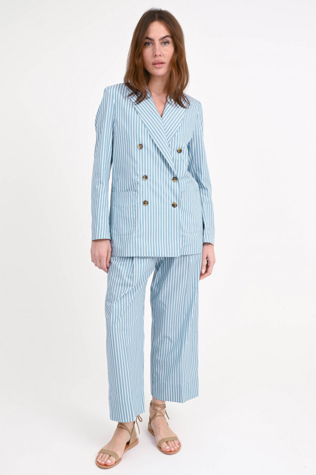 Myths Gestreifter Doppelreihiger Blazer in Türkis/Weiß