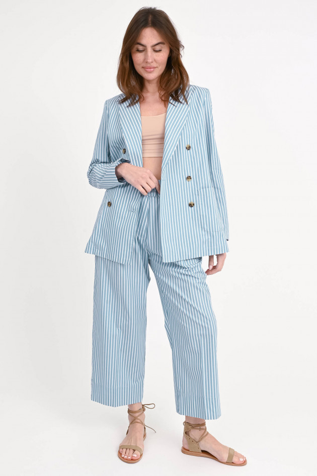 Myths Gestreifter Doppelreihiger Blazer in Türkis/Weiß