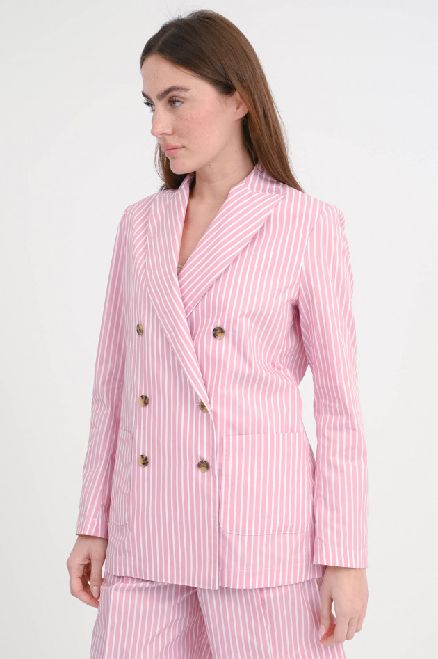 Myths Gestreifter Doppelreihiger Blazer in Weiß/Rosa