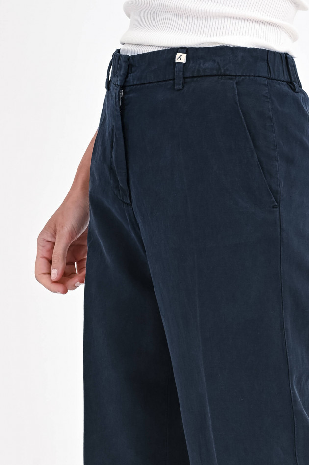 Myths Leinen-Mix Hose mit Bügelfalte in Navy