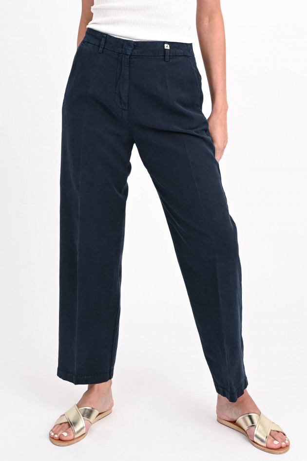 Myths Leinen-Mix Hose mit Bügelfalte in Navy