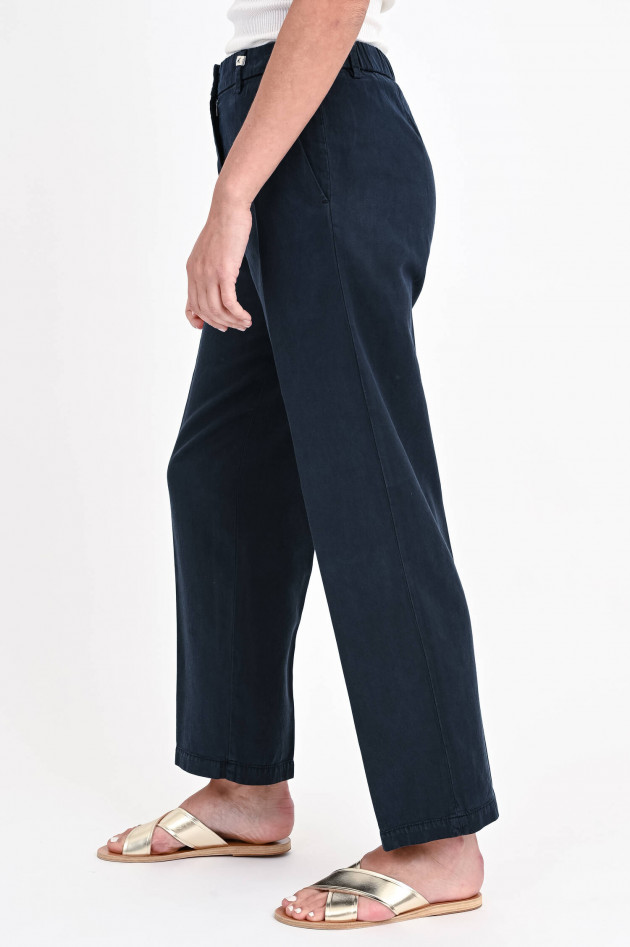 Myths Leinen-Mix Hose mit Bügelfalte in Navy