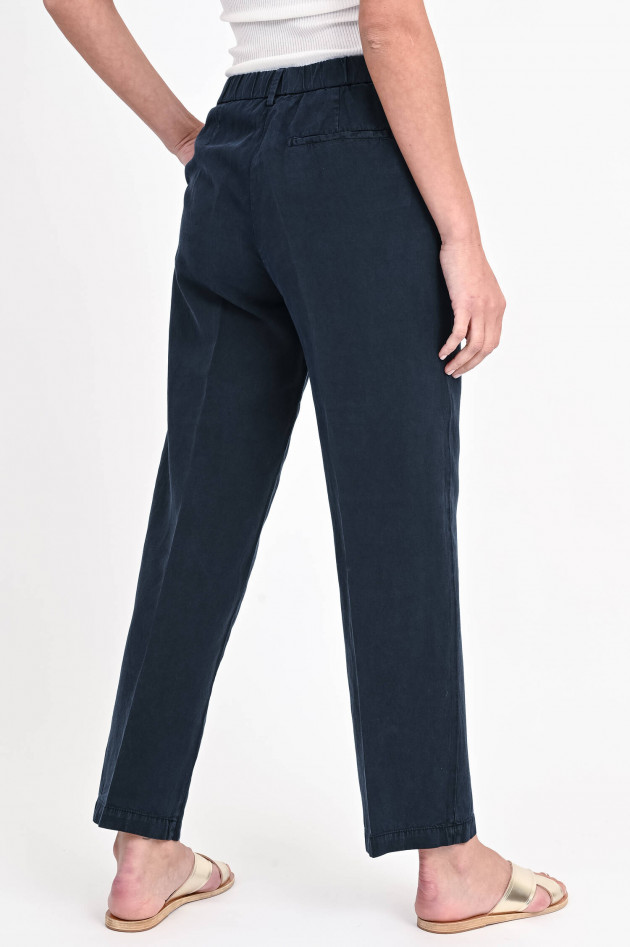 Myths Leinen-Mix Hose mit Bügelfalte in Navy