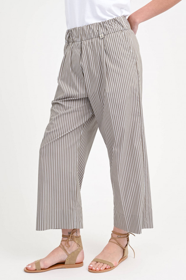 Myths Gestreifte Baumwoll-Hose in Taupe/Weiß