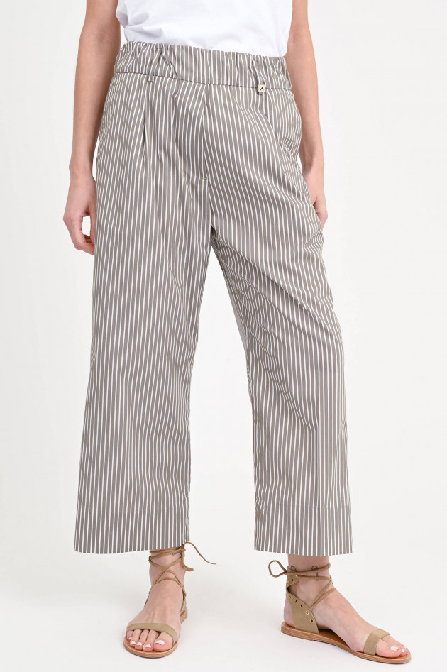 Myths Gestreifte Baumwoll-Hose in Taupe/Weiß