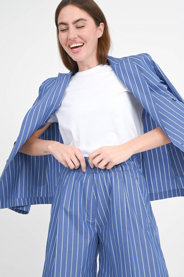 Myths Gestreifte Baumwoll-Shorts in Blau/Weiß