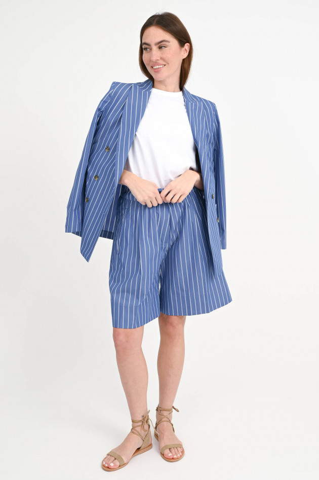 Myths Gestreifte Baumwoll-Shorts in Blau/Weiß
