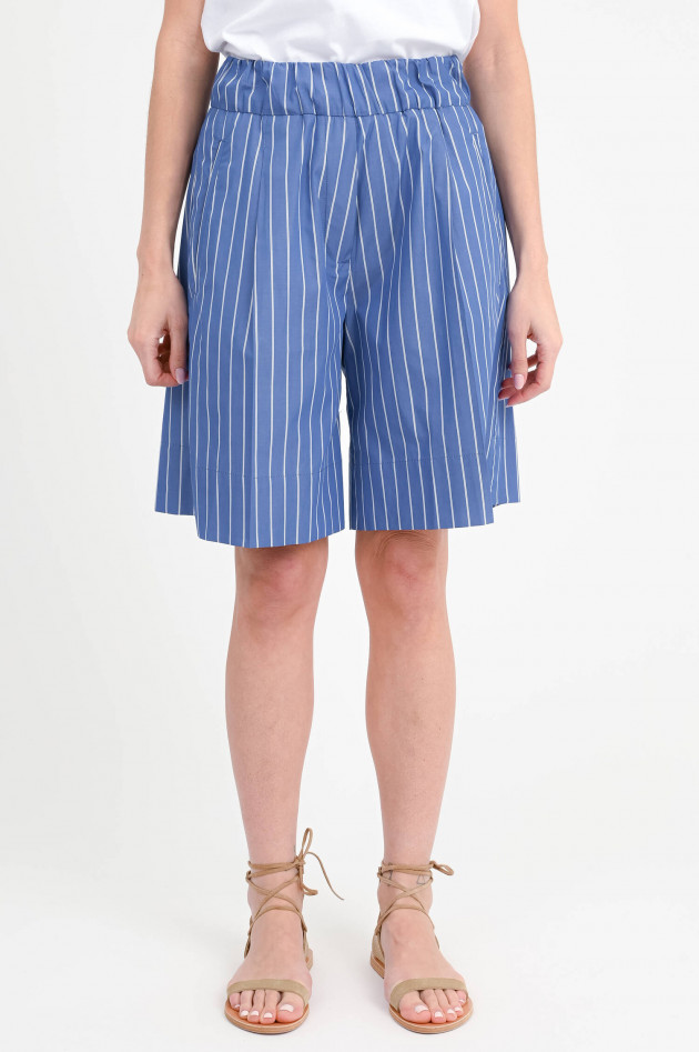 Myths Gestreifte Baumwoll-Shorts in Blau/Weiß