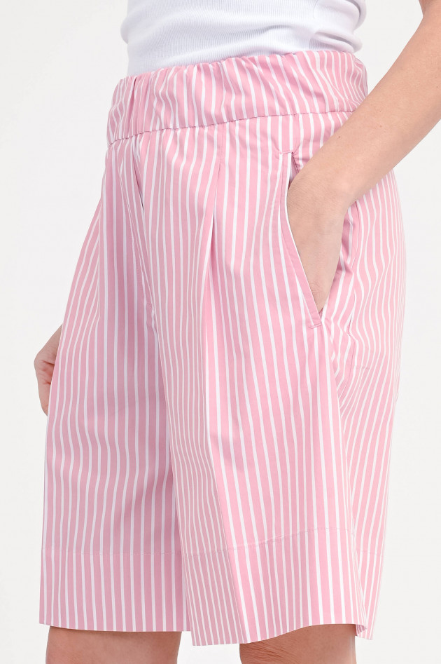 Myths Gestreifte Baumwoll-Shorts in Rosa/Weiß