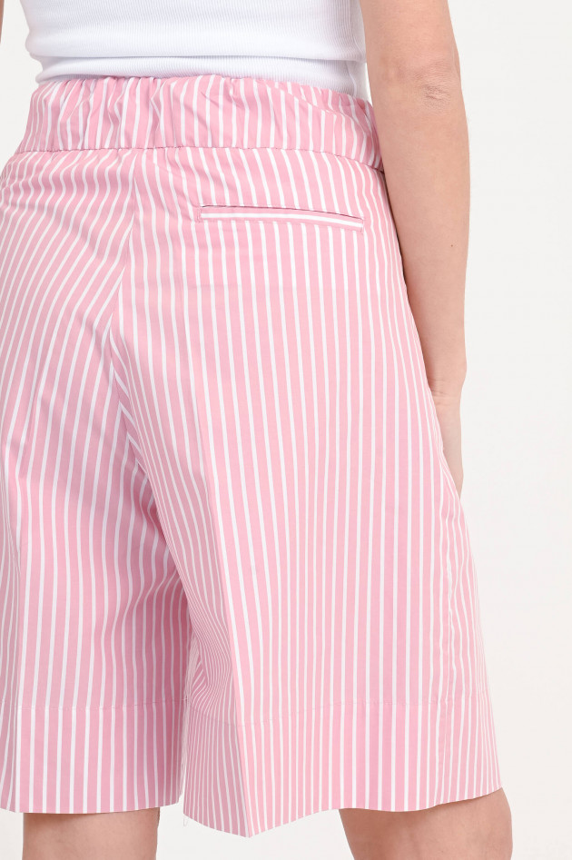 Myths Gestreifte Baumwoll-Shorts in Rosa/Weiß