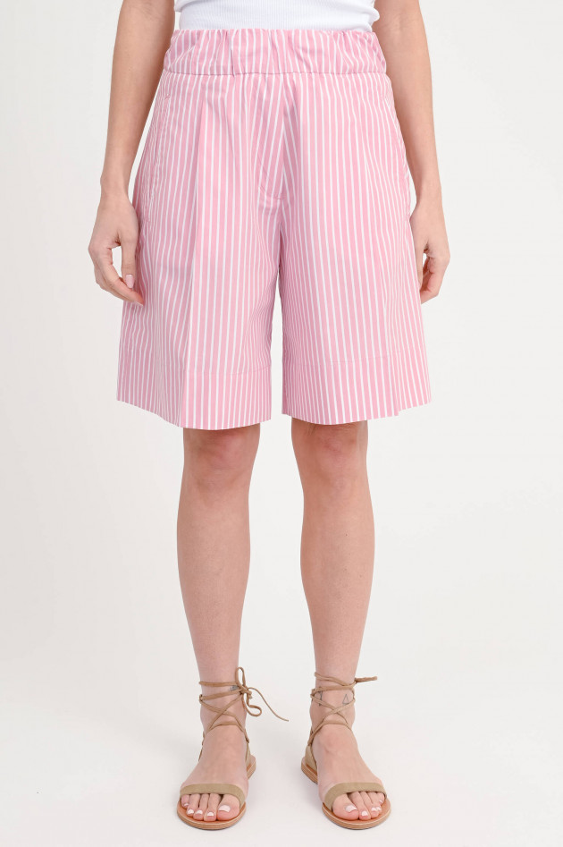 Myths Gestreifte Baumwoll-Shorts in Rosa/Weiß