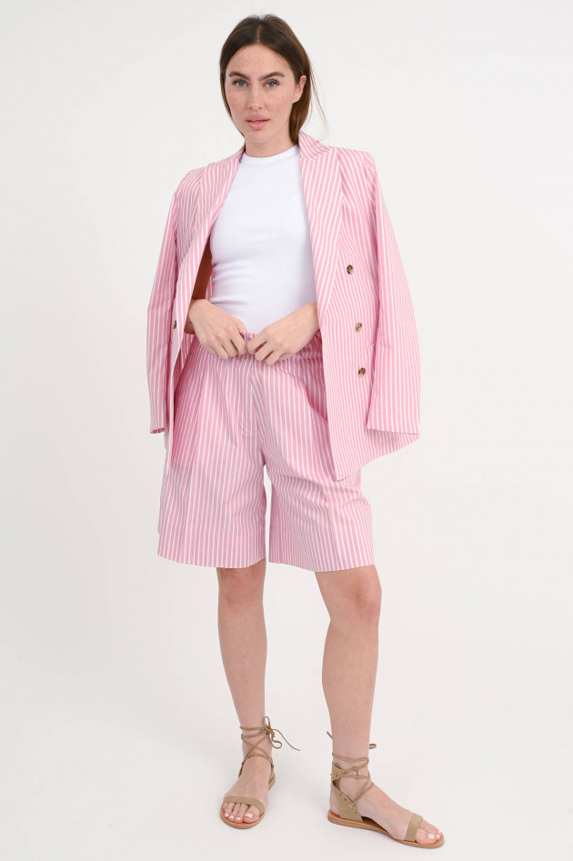 Myths Gestreifte Baumwoll-Shorts in Rosa/Weiß