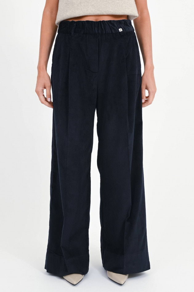 Myths Cord-Hose mit Logo-Detail am Bund in Navy