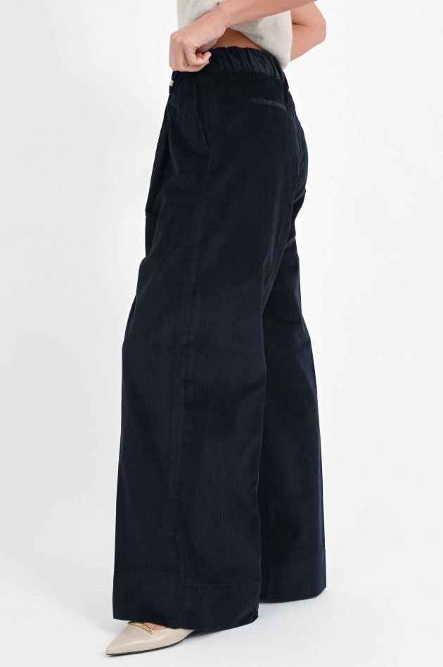 Myths Cord-Hose mit Logo-Detail am Bund in Navy