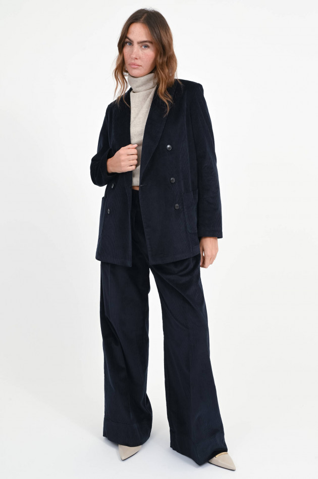 Myths Cord-Hose mit Logo-Detail am Bund in Navy