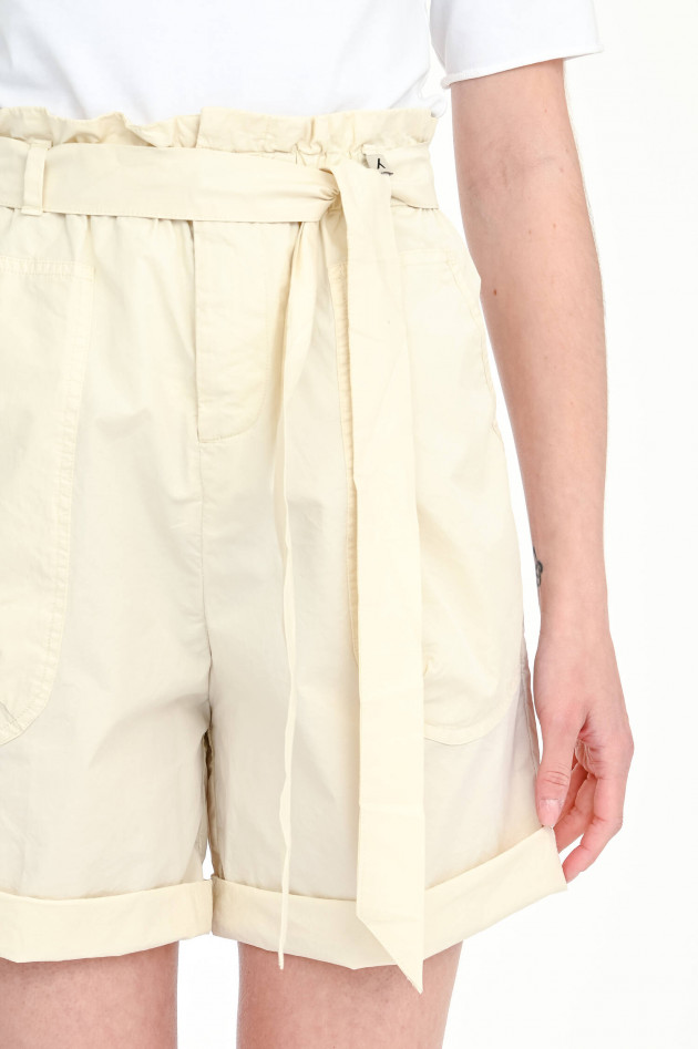 Myths Shorts mit Paperbag-Design in Creme