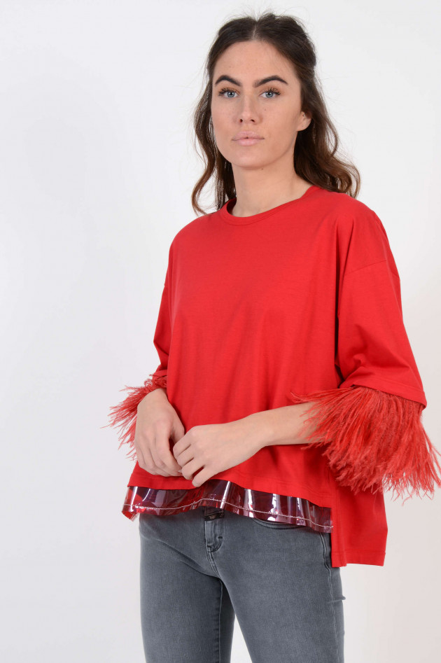 N°21 Shirt mit Federborte in Rot