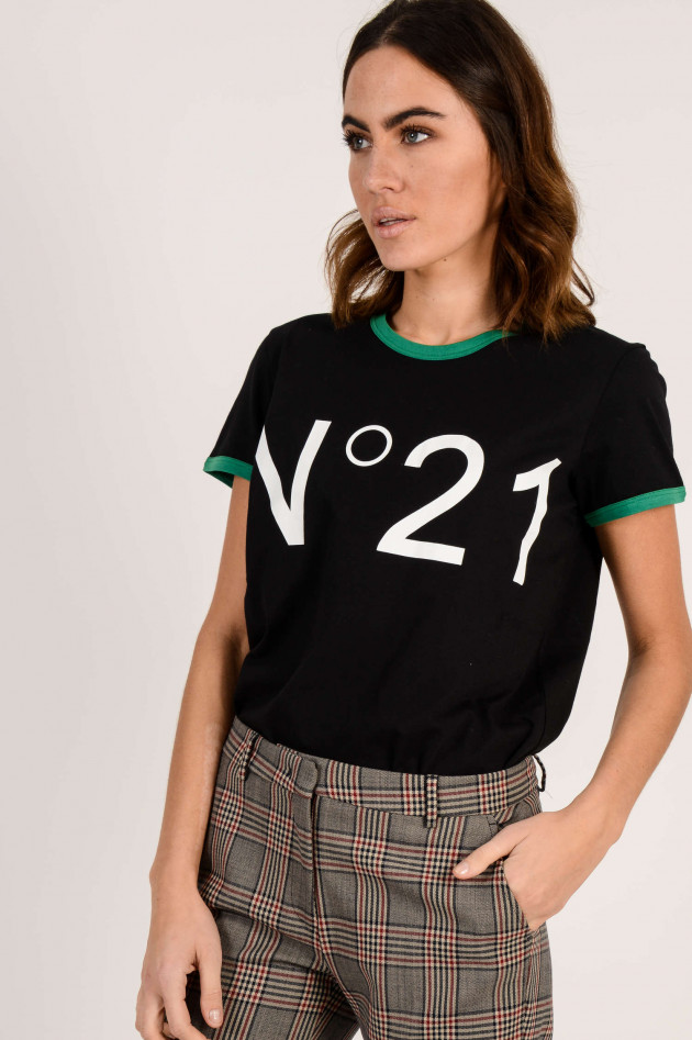 N°21 T-Shirt aus Baumwolle in Weiß/Grün
