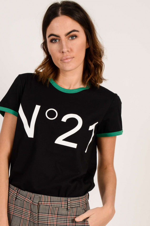 N°21 T-Shirt aus Baumwolle in Weiß/Grün