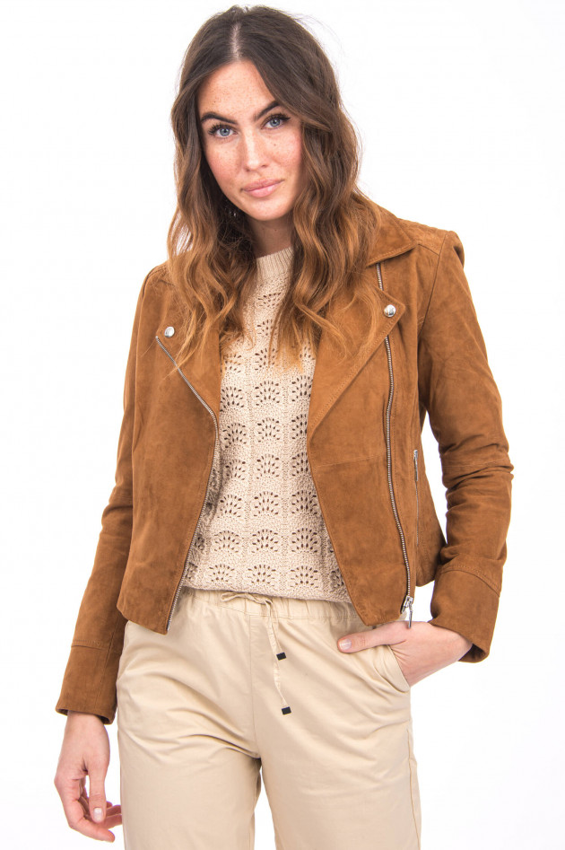 NOS Princess goes Hollywood Velours-Lederjacke in Camel