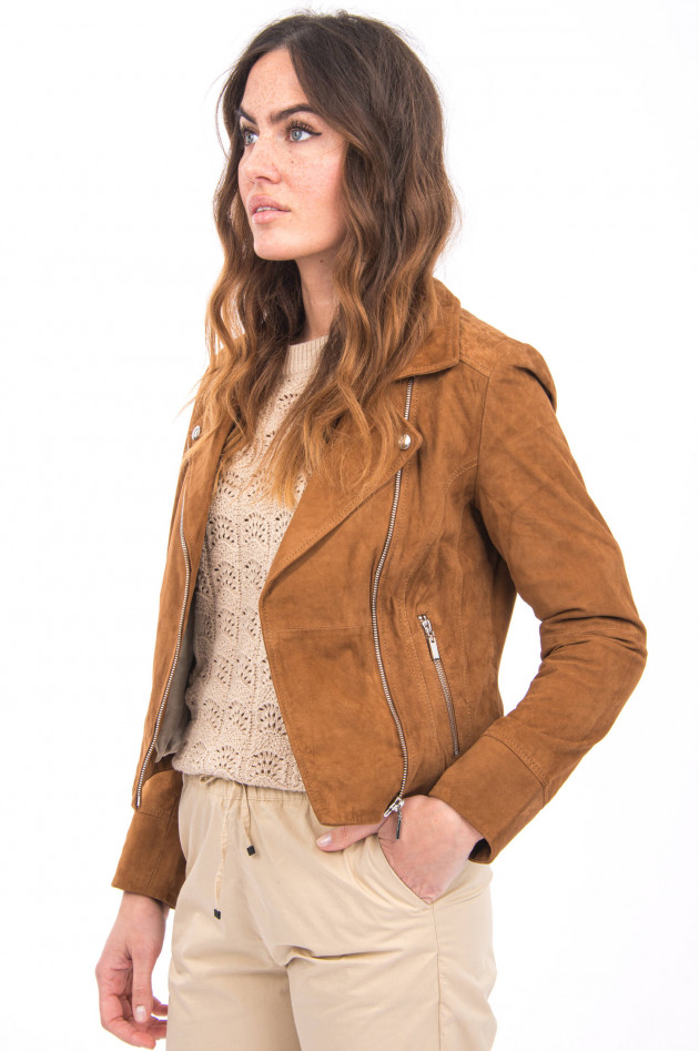 NOS Princess goes Hollywood Velours-Lederjacke in Camel