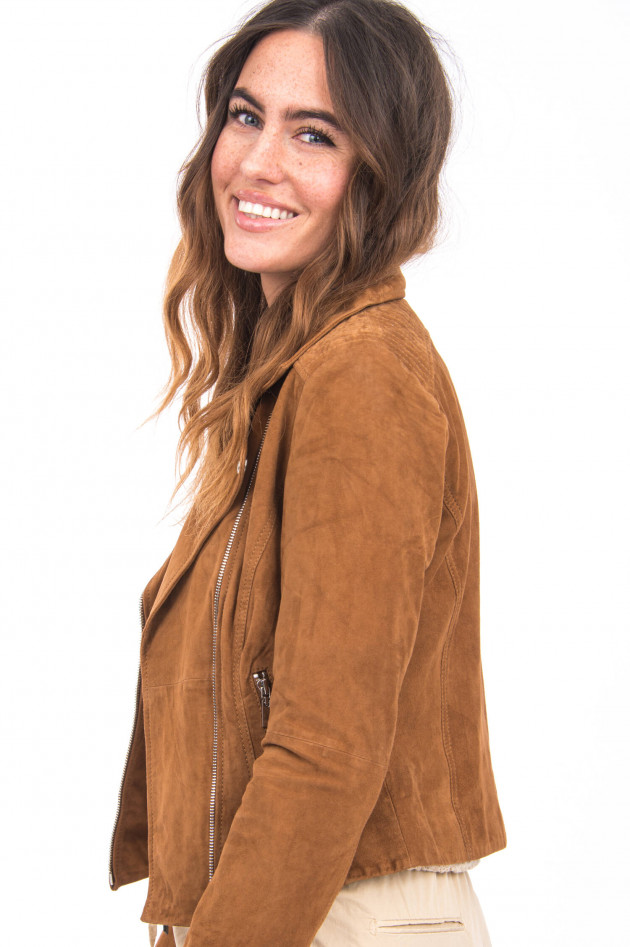 NOS Princess goes Hollywood Velours-Lederjacke in Camel