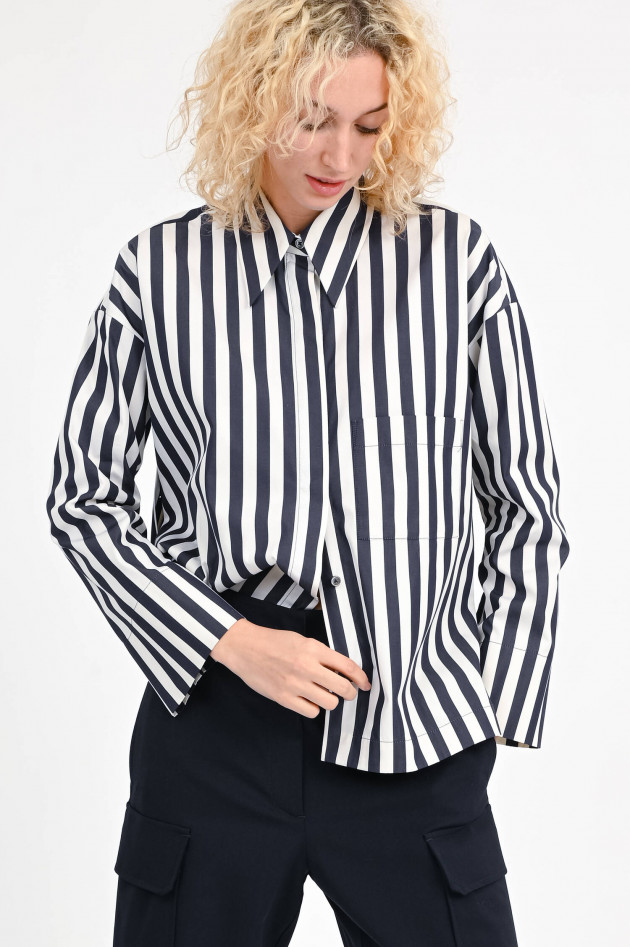 Odeeh Oversize-Bluse mit Streifen in Navy/Weiß