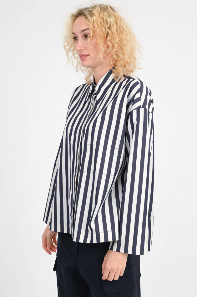 Odeeh Oversize-Bluse mit Streifen in Navy/Weiß