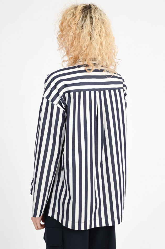 Odeeh Oversize-Bluse mit Streifen in Navy/Weiß