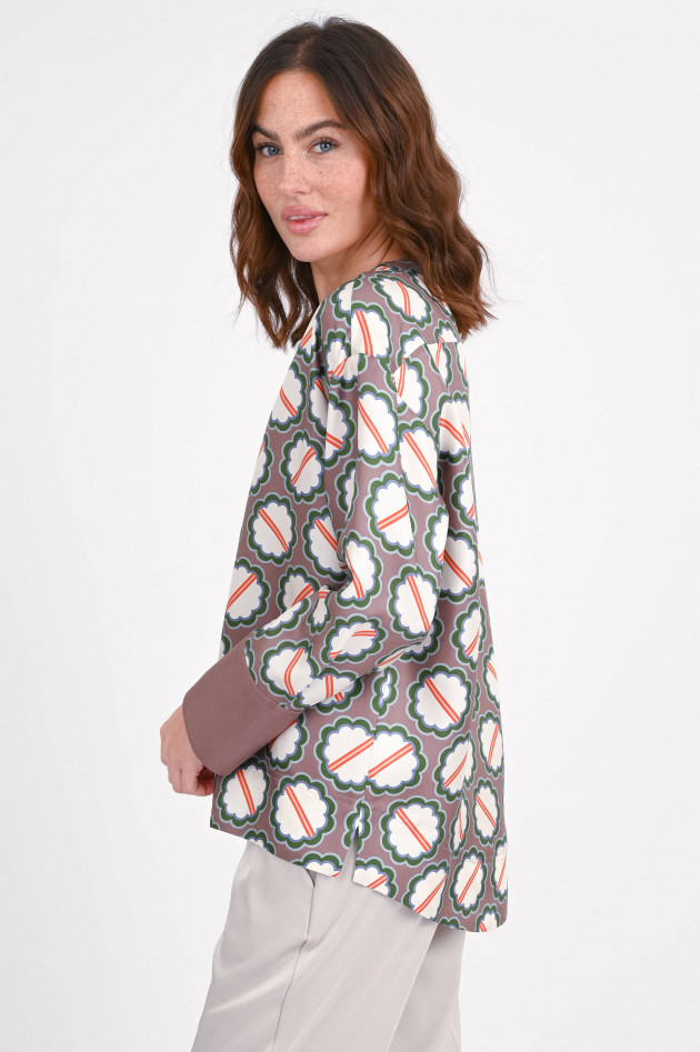 Odeeh Gemusterte Seidenbluse in Mauve/Multicolor