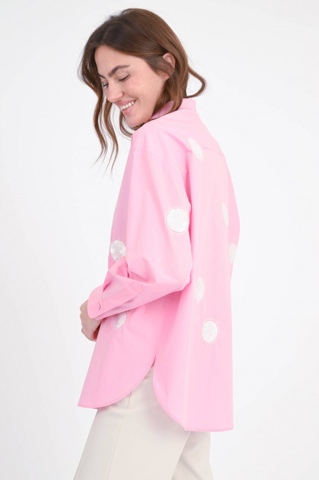 Odeeh Bluse mit Kreisen aus Pailletten in Pink/Creme