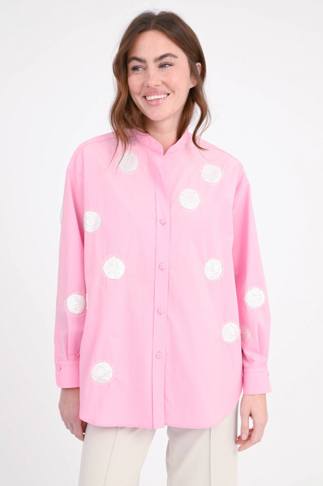 Odeeh Bluse mit Kreisen aus Pailletten in Pink/Creme